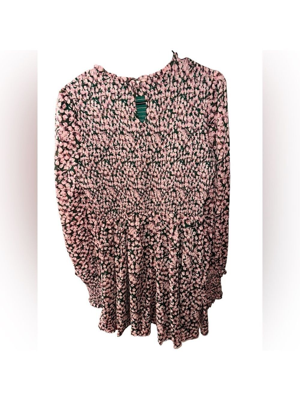Lulus Floral Forever Green and Pink Floral Print Smocked Skater Dress NWT - Picture 9 of 15